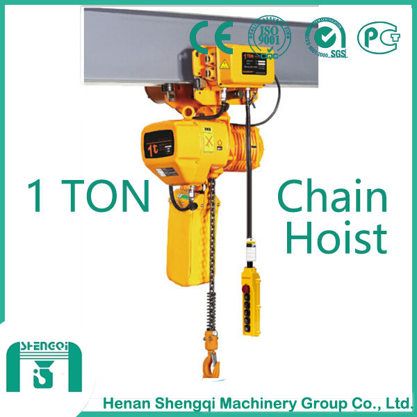 2016 Shengqi 1 Ton Electric Chain Hoist with Hook Block