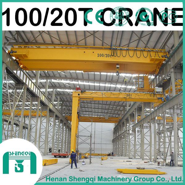 2016 Shengqi 100/20 Ton Qd Type Double Girder Overhead Crane